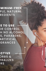 Genesis Exodus Deodorant benefits and a woman stretching to run